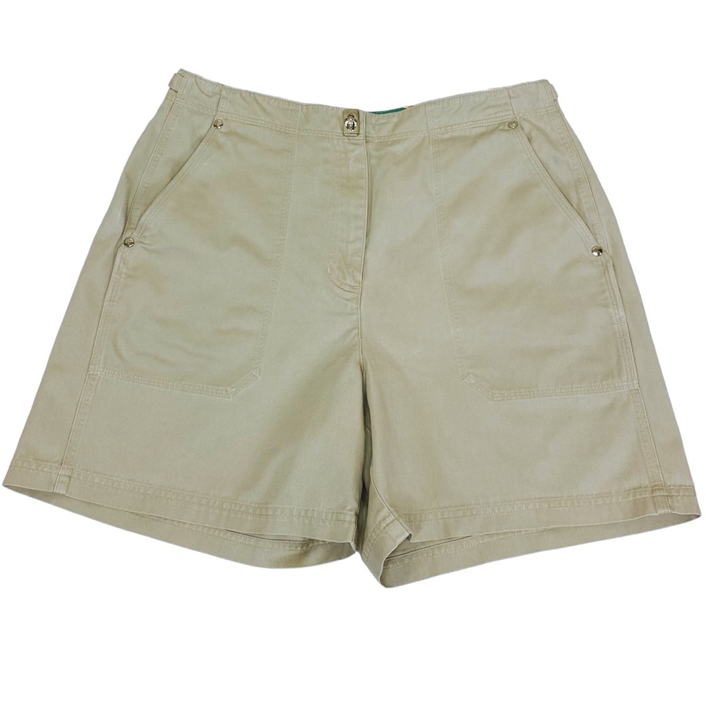 Vintage Ralph Lauren High Waist Deep Pockets Turnbuckle Khaki Shorts Size 8